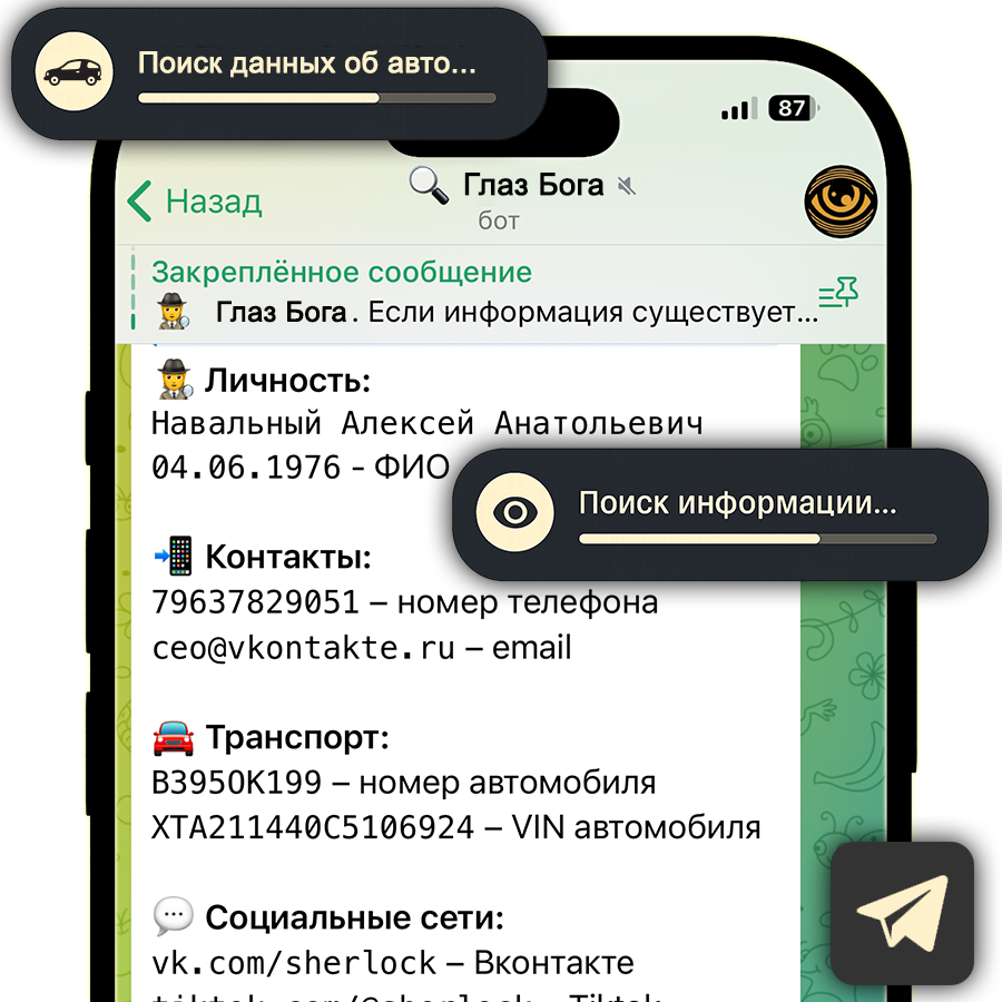 Скриншот бота ГБ